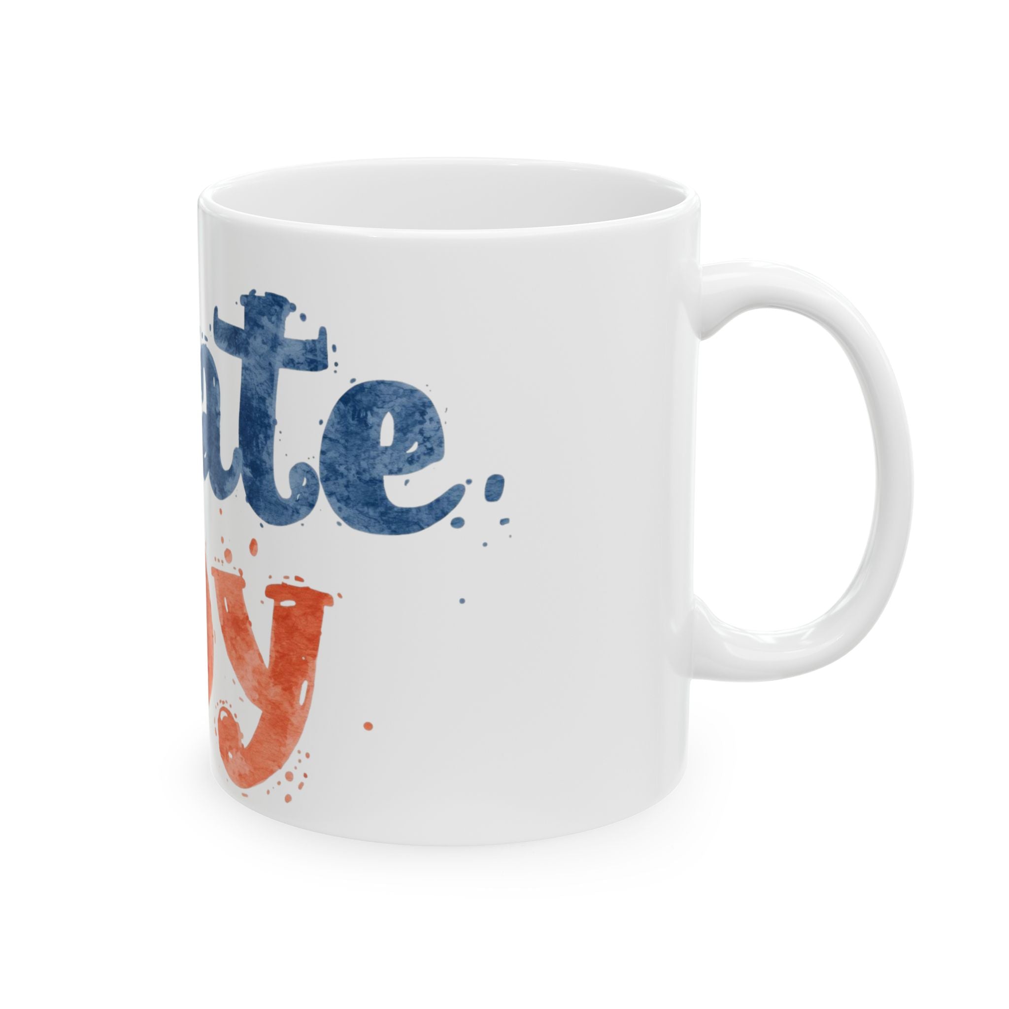 Create Joy Ceramic Mug (11oz, 15oz) — Inspirational Coffee Cup, Colorful Watercolor Typography Gift