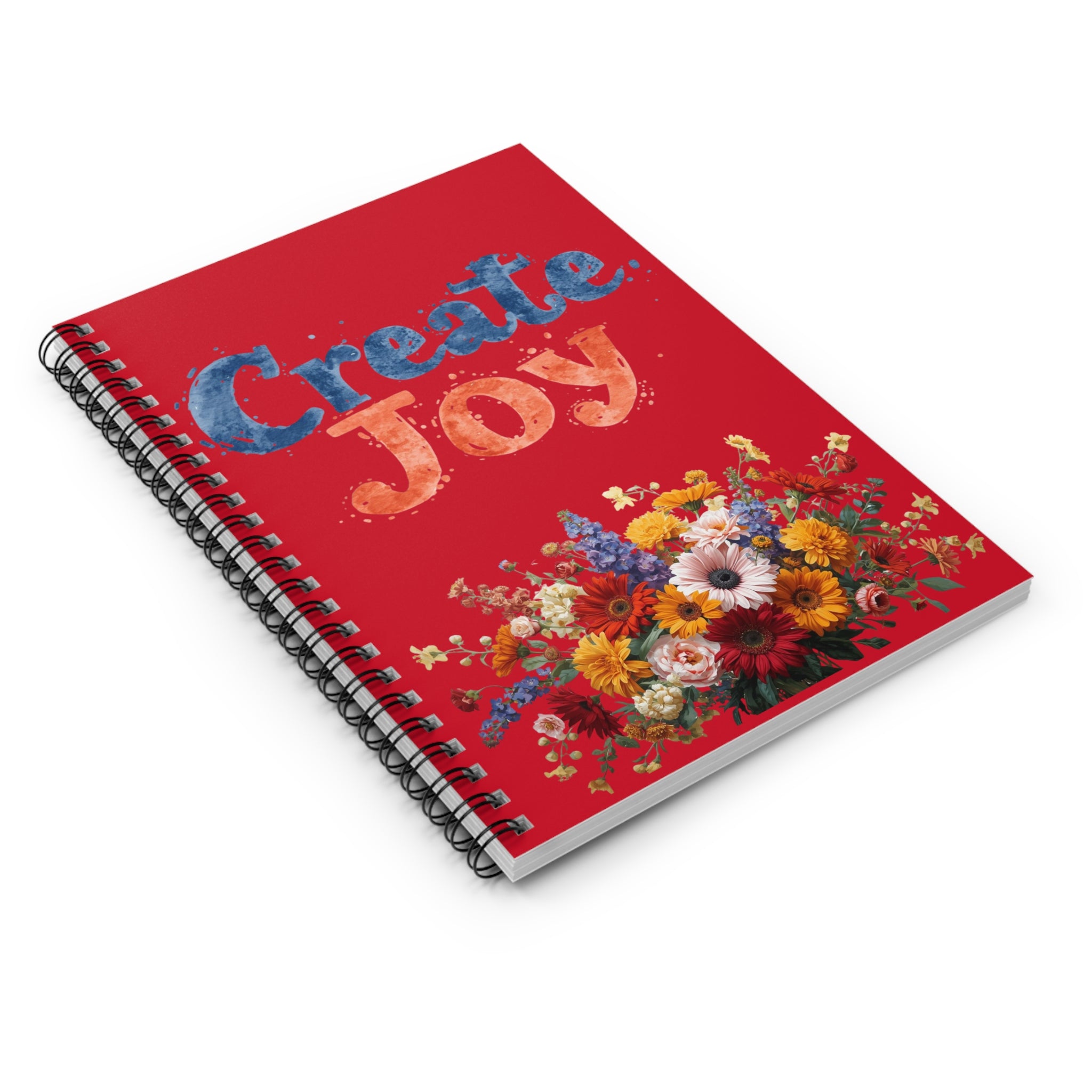 Create Joy Floral Spiral Notebook – Ruled Lined Journal for Gratitude & Notes