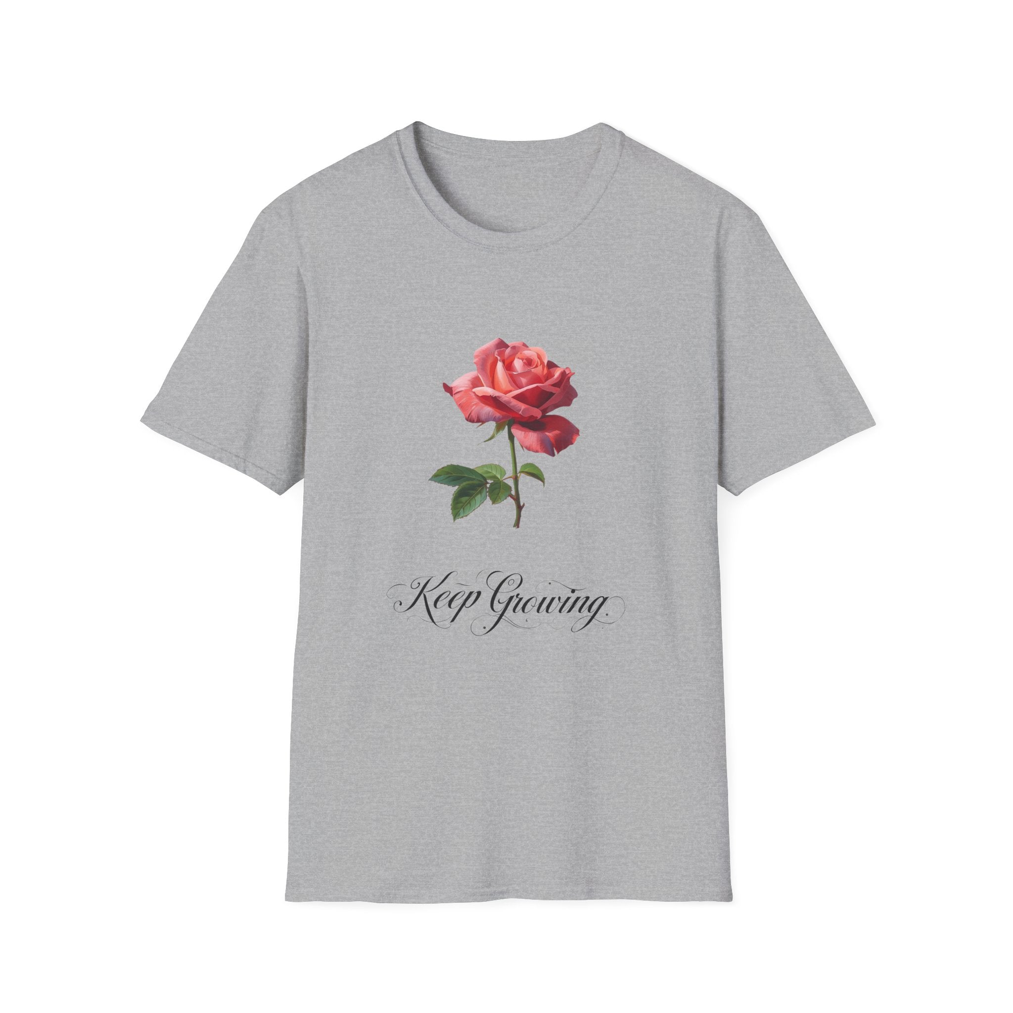 Rose "Keep Growing" T-Shirt — Floral Inspirational Tee