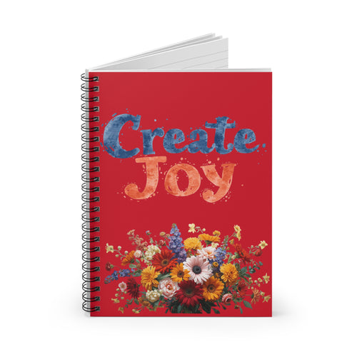 Create Joy Floral Spiral Notebook – Ruled Lined Journal for Gratitude & Notes