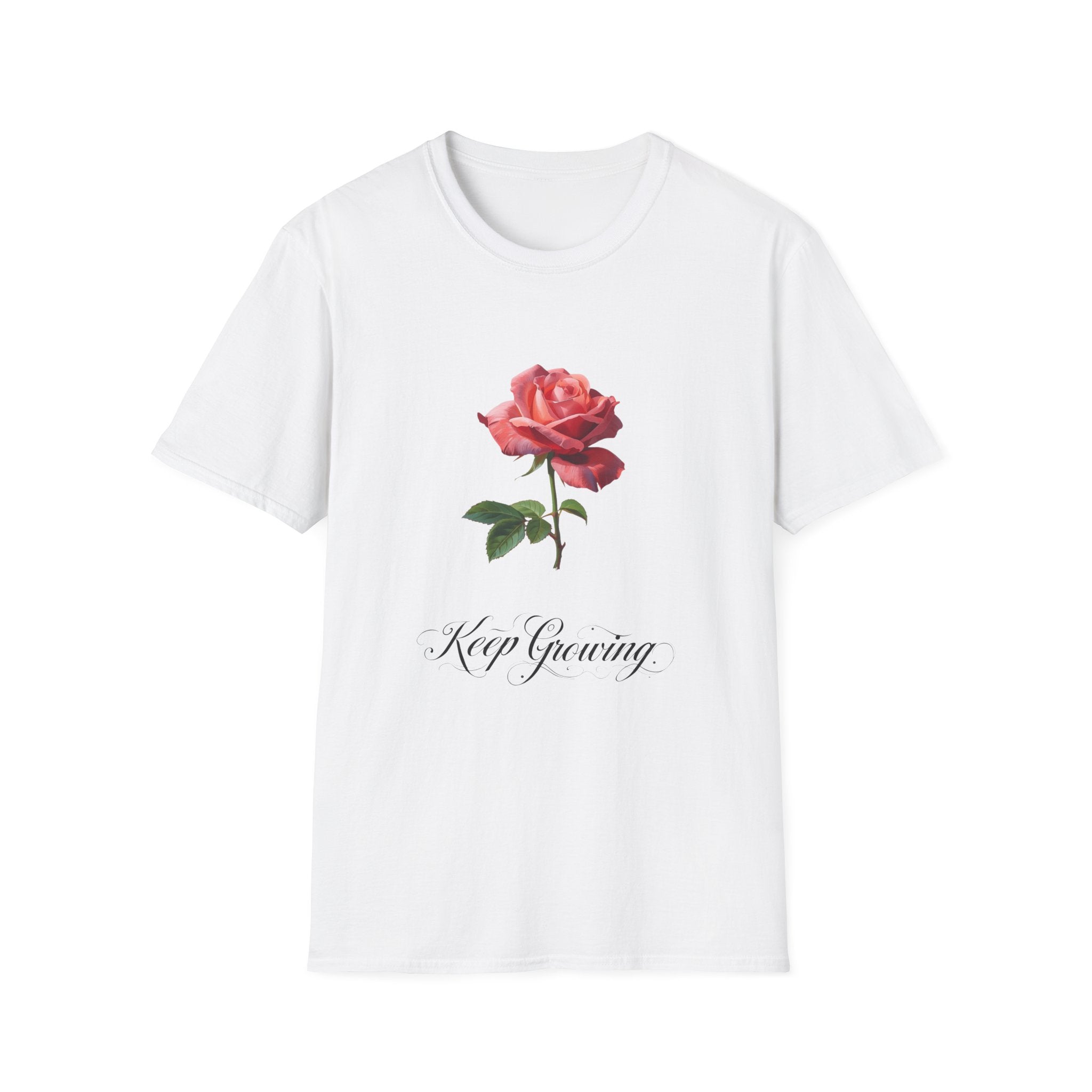 Rose "Keep Growing" T-Shirt — Floral Inspirational Tee